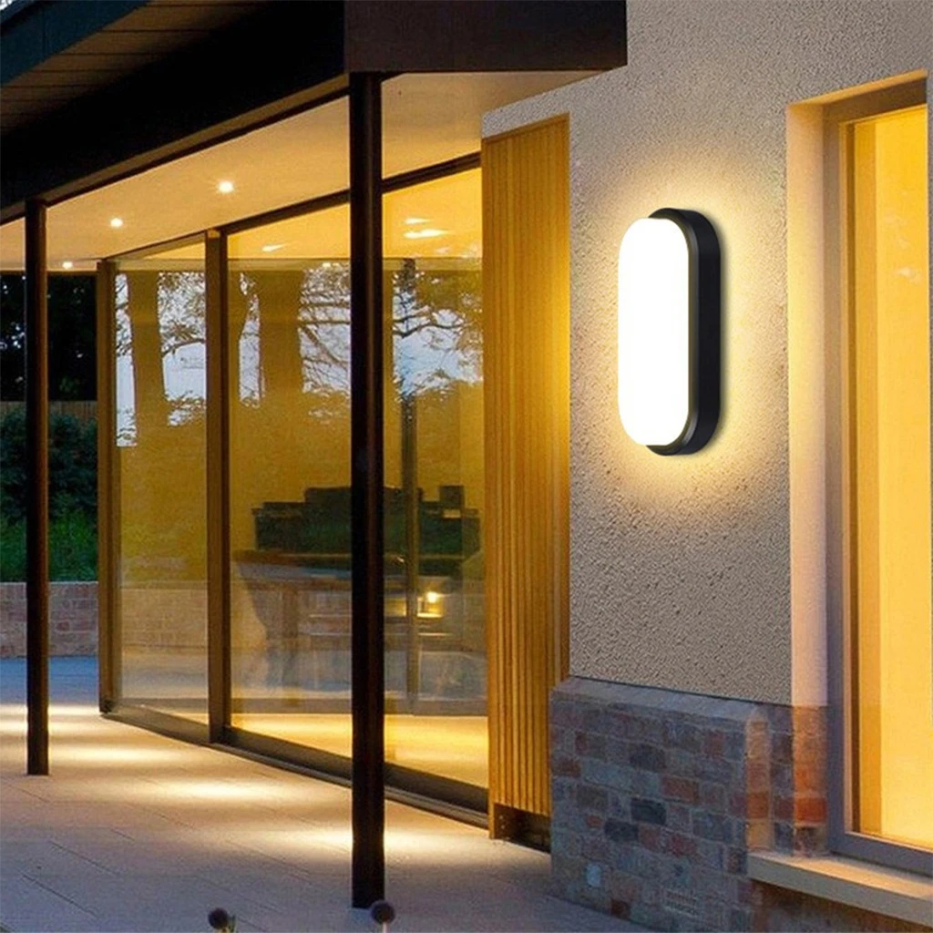 LED wall light 12W Oval Exterior, 4000k, Black, Applied outdoors