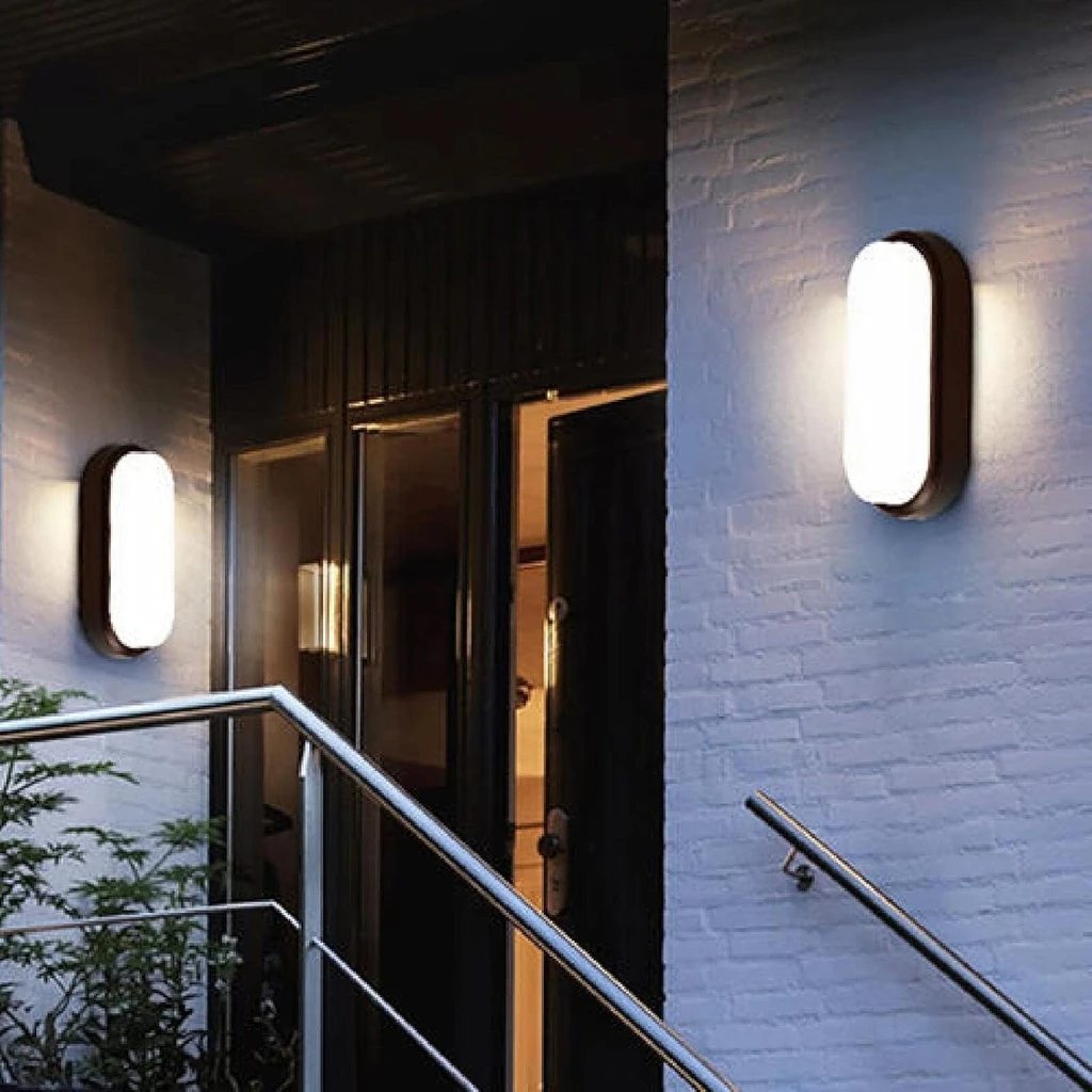 LED wall light 12W Oval Exterior, 3000k, Black, Applied outdoors