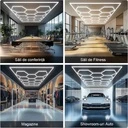 Set of 8 LED Hexagons Honeycomb 245W, 6500k, cool white light, Aluminium