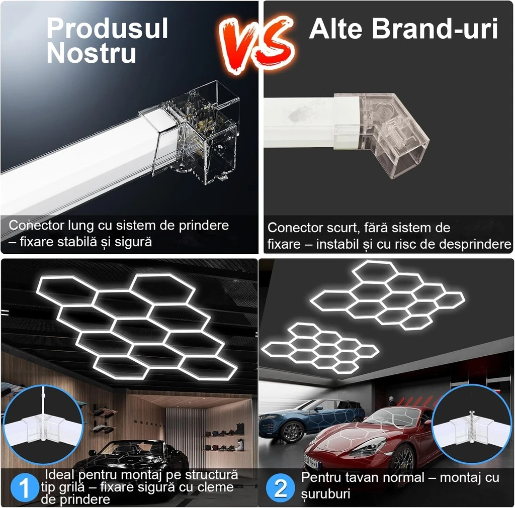 Set of 14 LED Hexagons Honeycomb 399W, 6500k, cool white light, Aluminium