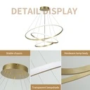Circular LED Chandelier 72W – 220V, Modern Design, 3 Circles (20/40/60 cm), Iron, Gold, Lighting for Living Room, Dining Room, Hallway, CCT