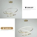 Circular LED Chandelier 72W – 220V, Modern Design, 3 Circles (20/40/60 cm), Iron, Gold, Lighting for Living Room, Dining Room, Hallway, CCT