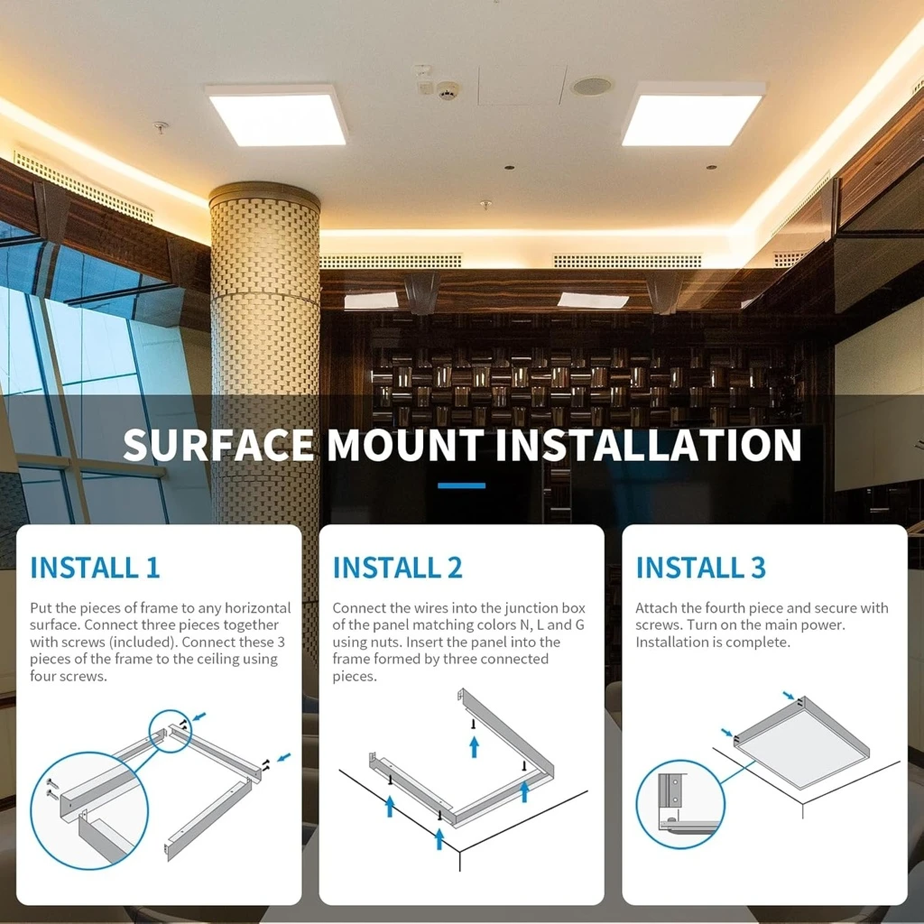 LED panel mounting frame on the ceiling 60x60 cm, Silver color