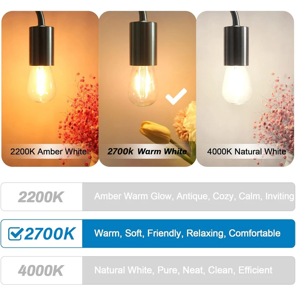 Set of 10 S14 bulbs with E27 socket, 1W