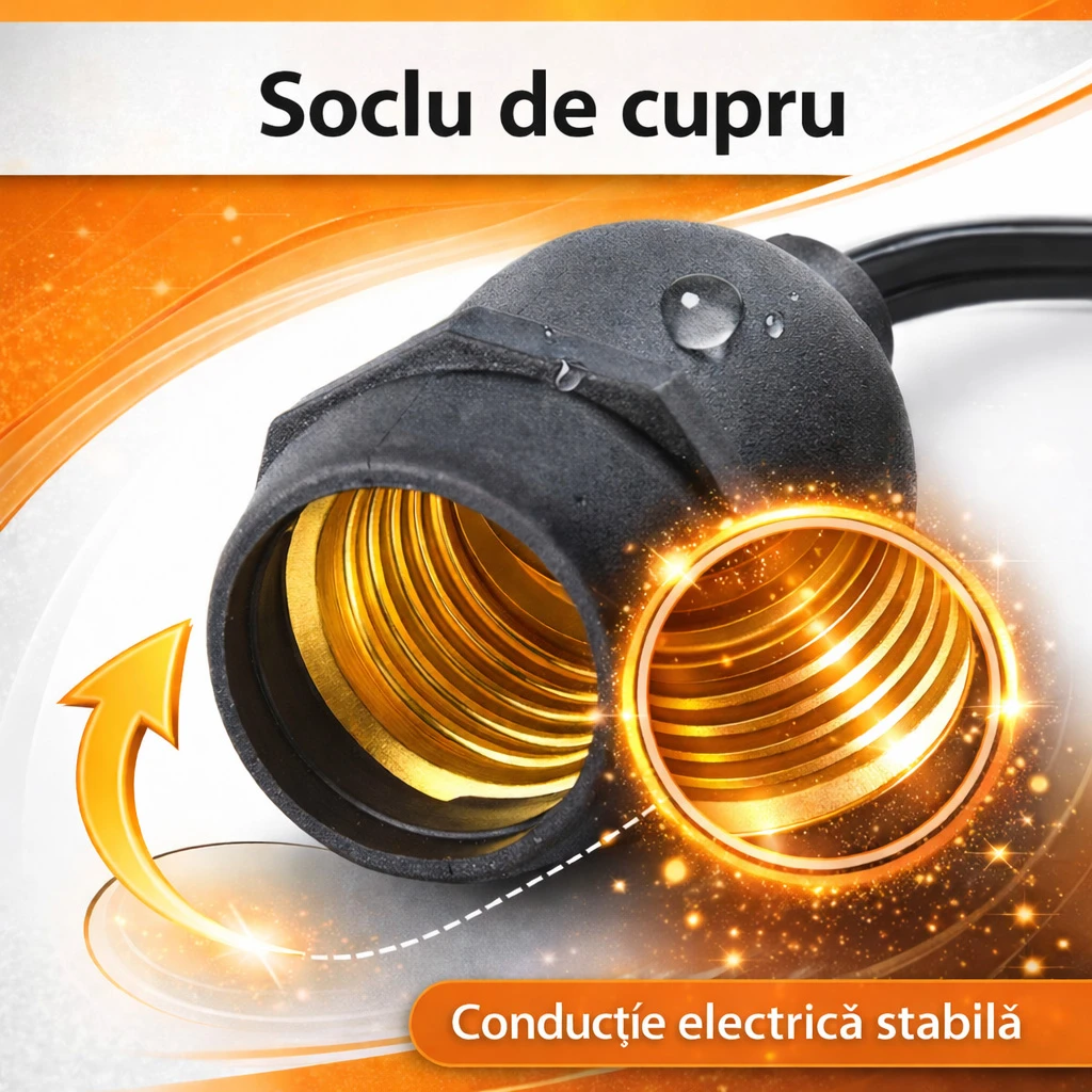 String light, 10 m, interconnectable, E27 socket, IP65