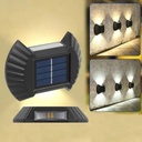 Solar LED bidirectional wall light, 8 LEDs, plastic material, IP65, 10 x 7.5 cm, 1.2 V battery, 300 mAh, warm white 3500k