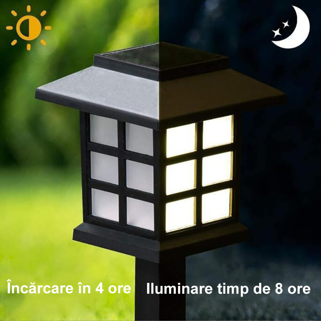 Solar LED garden lamp lantern type, white light 6500k