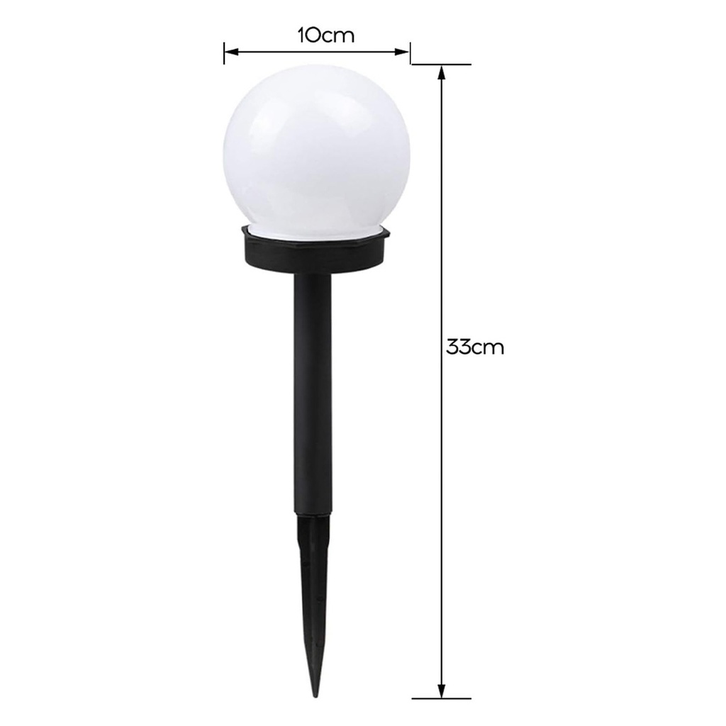 Set of 2 LED solar lamps, Spherical, Globe Type, Diameter 10 cm, Multicolor