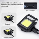 30 LED Keychain Pocket flashlight, USB Type C charging, for outdoor, camping, mountaineering, Cycling