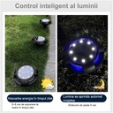 Solar LED spot lamp for garden, with 4 multi-colored side LEDs and 8 warm white main LEDs, IP65, ABS material, 2V battery, 700 mah, 11x13.5 cm, Black