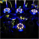 Solar LED spot lamp for garden, with 4 multi-colored side LEDs and 8 warm white main LEDs, IP65, ABS material, 2V battery, 700 mah, 11x13.5 cm, Black