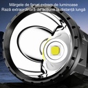 LED Flashlight, USB Charging, 8-24h Battery Life, 2 Light Sources, Main and Side, Maximum Range 100-200 m, COB, 5W, 23X10X10 cm, Yellow