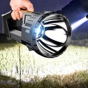 LED Flashlight, USB Charging, 8-24h Battery Life, 2 Light Sources, Main and Side, Maximum Range 100-200 m, COB, 5W, 23X10X10 cm, Yellow