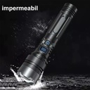 LED Flashlight with Power Bank, USB Charging, 200m Range, 10W, T6 Telescopic Model, Zoom Function and Phone Charging, 1800 mAh, Black