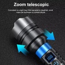 LED Flashlight with Power Bank, USB Charging, 200m Range, 10W, T6 Telescopic Model, Zoom Function and Phone Charging, 1800 mAh, Black