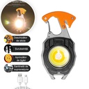 Multifunctional Keychain Flashlight, Model W5147 with Lighter, Whistle, Screwdriver and Bottle Opener, USB Charging, Black/Orange