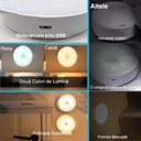  LED Night Light with Motion Sensor, Two Types of White Light, USB Charging, On/Off/Auto Switch, 0.6W, 300mAh, Round Design, White, 8.5x2.3 cm