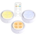 LED Lamp, Wireless with Batteries, 3 Light Colors, Remote Control, Plastic, White