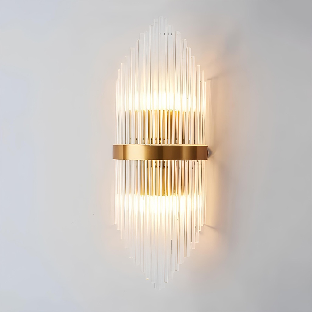 LED Wall Light for Indoor, Stainless Steel and Glass, Gold, 45x18 cm, 88002 Model