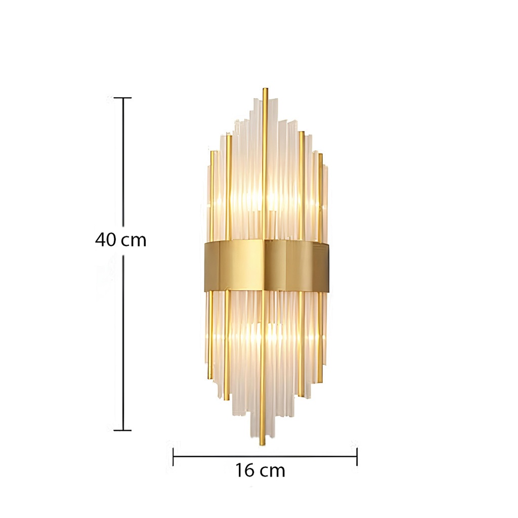 LED Wall Light, Indoors, Stainless Steel and Glass, 40 x 16 cm, Gold