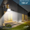 Set of 2 LED floodlights with Solar Panel, with Motion Sensor, Remote Control, Waterproof IP67, 322*2 built-in LEDs, 200W, 30x24 cm, Modern Design, Black