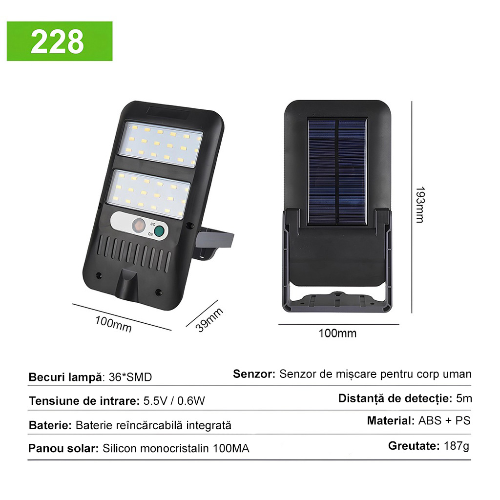 Solar Lamp, 36 SMD LEDs JX-228 
