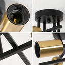 Iron ceiling light, Goeco, Retro, Four heads 46*46*15, Cup light fixture, E27, 220V, Black/Gold 