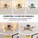 Iron ceiling light, Goeco, Retro, Four heads 46*46*15, Cup light fixture, E27, 220V, Black/Gold 
