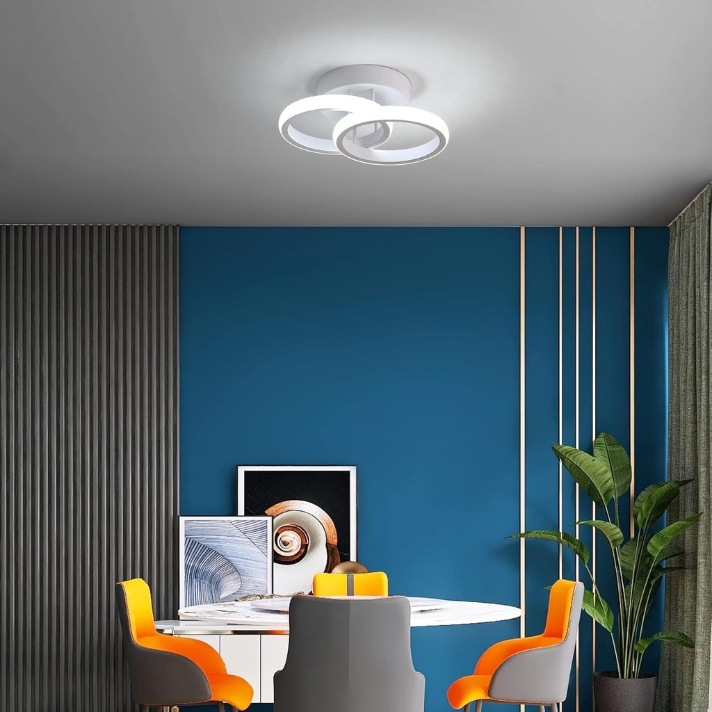 LED Chandelier 2 Circle, Goeco, Aluminum, 22 W, 25 x 17 x 9.5cm, White 