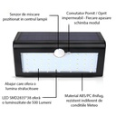 Solar lamp with motion sensor, 38 LEDs, 6500k