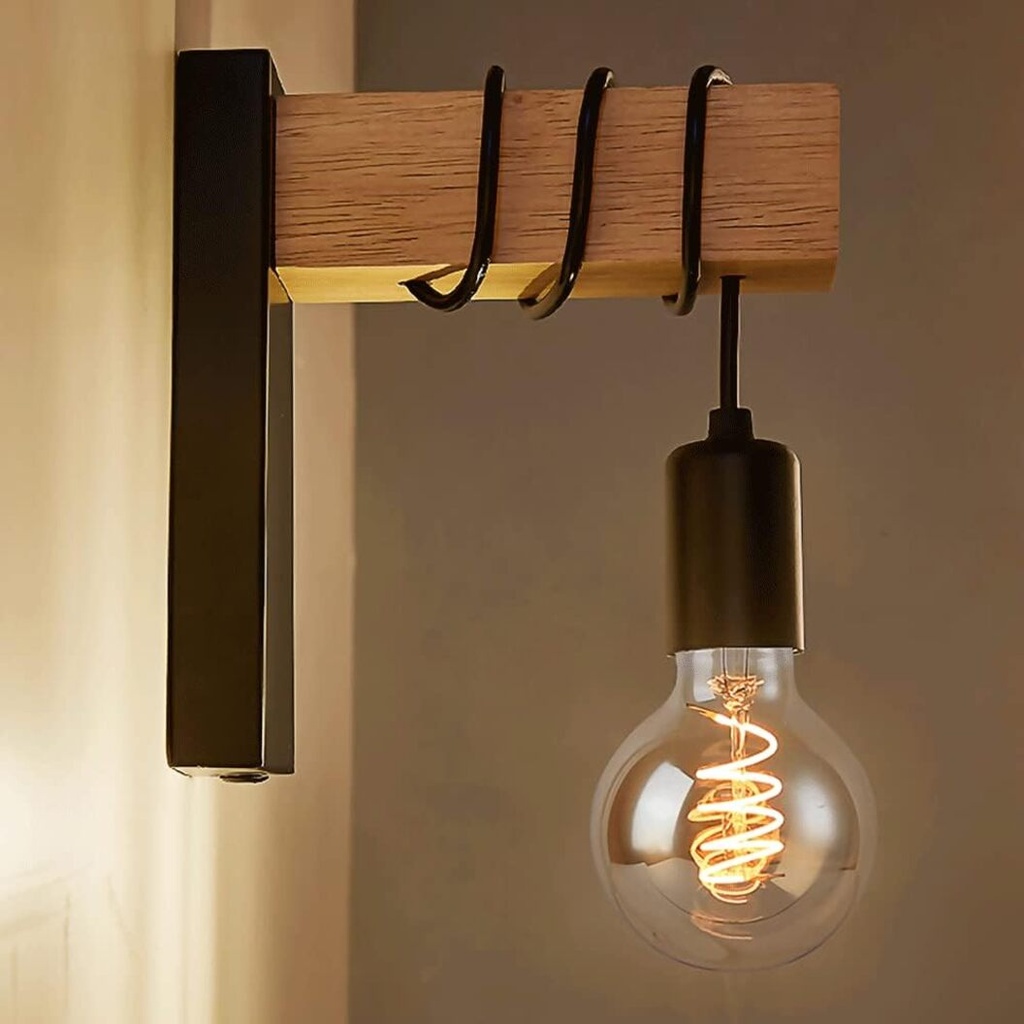Rose LED, Vintage Retro Wooden Wall Lamp, E27, 1 Adjustable Arm, 8847/1 