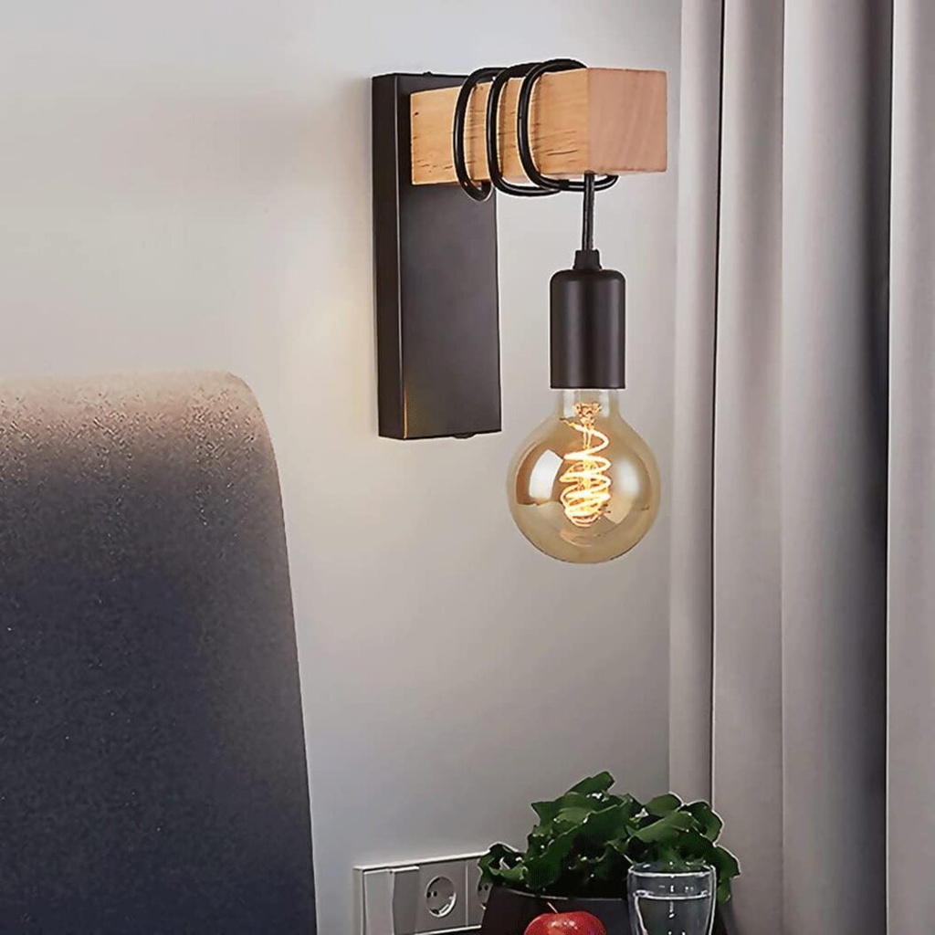 Rose LED, Vintage Retro Wooden Wall Lamp, E27, 1 Adjustable Arm, 8847/1 