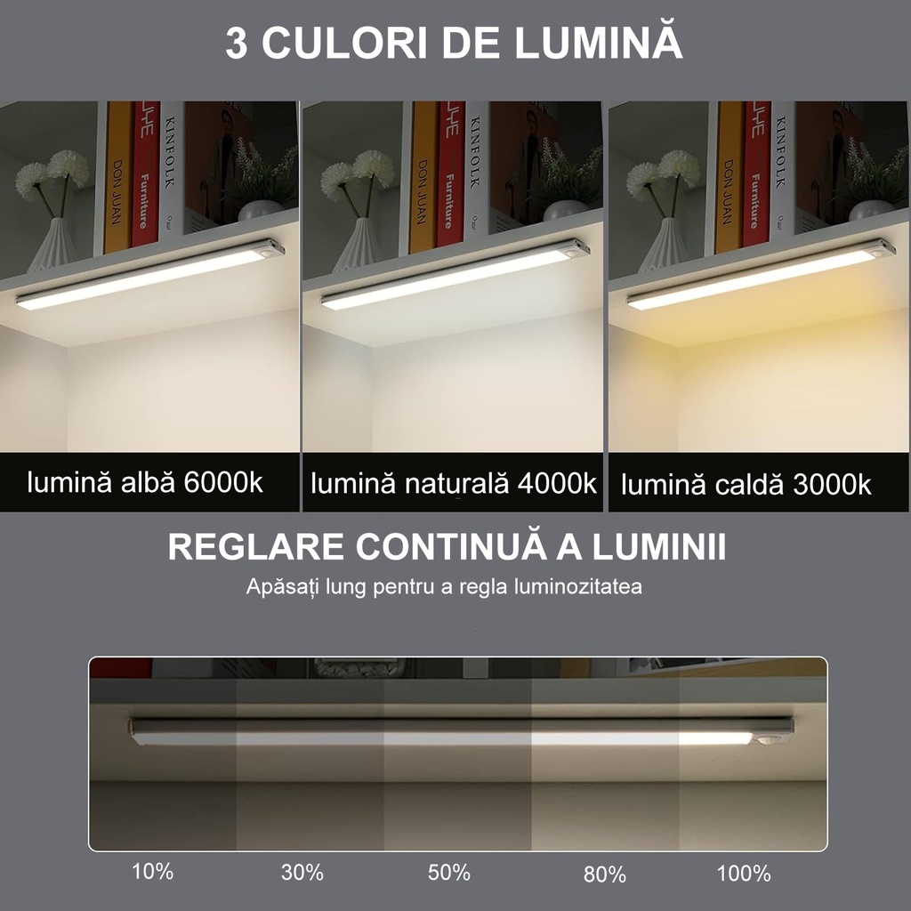 Night Buddy Smart LED Lamp: Portable, motion and hand sensor, 3 color temperature, adjustable intensity, battery-powered, Aluminum, 2 modes, 30cm, Silver