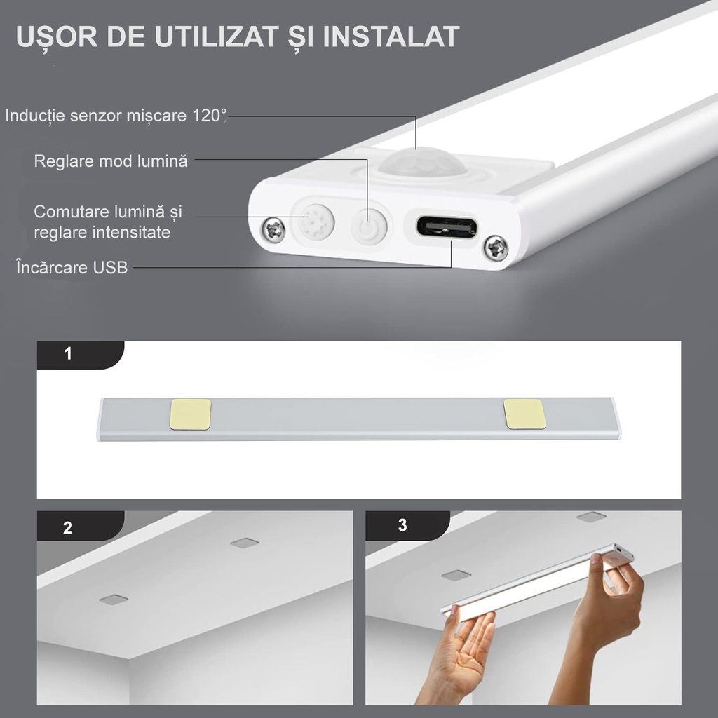 Night Buddy Smart LED Lamp: Portable, motion and hand sensor, 3 color temperature, adjustable intensity, battery-powered, Aluminum, 2 modes, 30cm, Silver