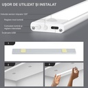 Night Buddy Smart LED Lamp: Portable, motion and hand sensor, 3 color temperature, adjustable intensity, battery-powered, Aluminum, 2 modes, 30cm, Silver