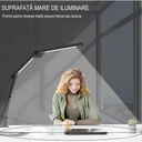 Dual LED Desk Lamp, Eye Protection, 5 intensity levels, 4 color temperatures 3000k-6500k, foldable, no flicker, aluminum material, 12W, 700 lumens, Black