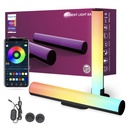 Set of 2 RGB lamps for gaming, wifi, smart, ambient light, sound synchronization, dedicated application, Google assistant and Alexa compatible, wired controller, USB connection, Black 