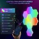 Set of 8 pcs hexagonal RGB LED modular wall lamps, App Control, remote control, multiple modes, music synchronization, microphone, timer, adjustable brightness