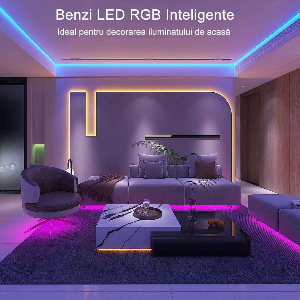 5M 5050 RGB LED Strip – 60 LED/m, Self-Adhesive, Bluetooth, App & Remote Control, Music Mode, Timer
