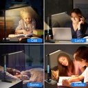 Business LED Desk Lamp – Eye Protection, Clock and Thermometer, 5 Color Temperatures (3000K-6000K), Foldable, No Flicker, Night Light, Wireless Phone Charging, Black