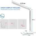 LED Desk Lamp, Eye Protection, 10 Intensity Levels, 5 Color Temperatures 3000k-5500k, Foldable, No Flicker, Aluminum, Wireless Phone Charging, Silver