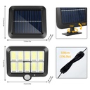 Solar LED Lamp with Remote Control – 120 COB LEDs, 10 Grids, Motion & Light Sensor, 1200mAh Battery, 260 lm, 5m Cable, Water Resistant, Black