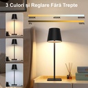 Set of 2 Rechargeable LED Table Lamps – Touch Control, 3 Color Temperatures (Warm/Neutral/Cool), Dimmable, 5W, 5200mAh Battery, Black