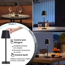 Set of 2 Rechargeable LED Table Lamps – Touch Control, 3 Color Temperatures (Warm/Neutral/Cool), Dimmable, 5W, 5200mAh Battery, Black