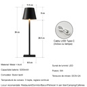 Set of 2 Rechargeable LED Table Lamps – Touch Control, 3 Color Temperatures (Warm/Neutral/Cool), Dimmable, 5W, 5200mAh Battery, Black