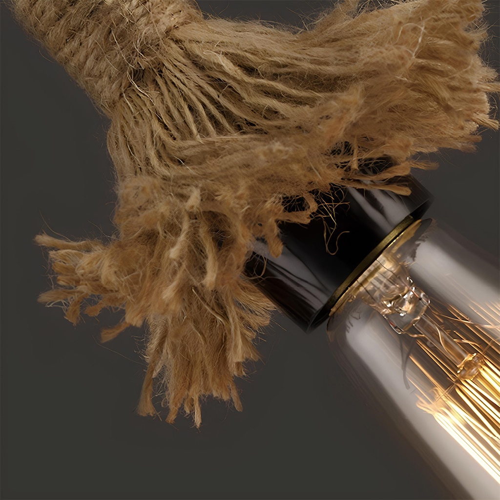 Retro Rope Chandelier – Vintage Design with Rope, E27 Socket, Max 60W, Without Bulb