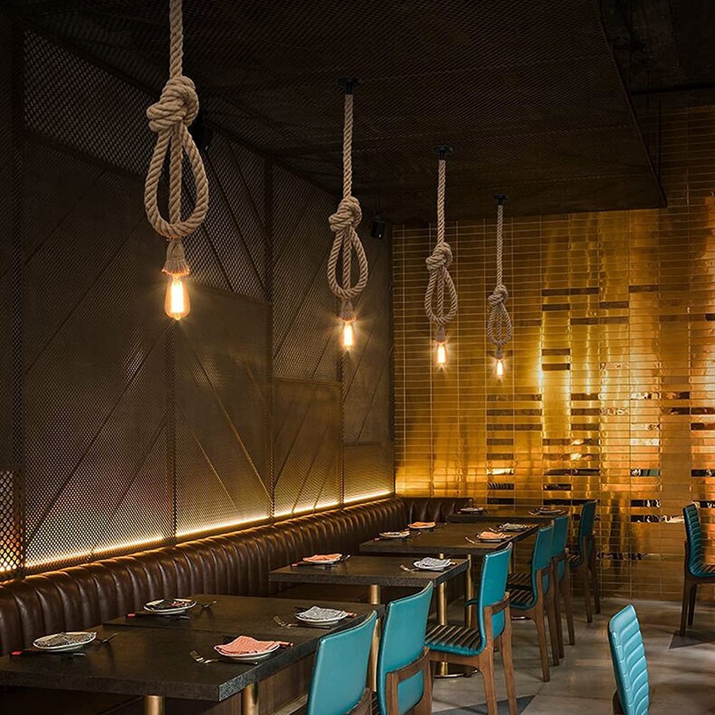 Retro Rope Chandelier – Vintage Design with Rope, E27 Socket, Max 60W, Without Bulb