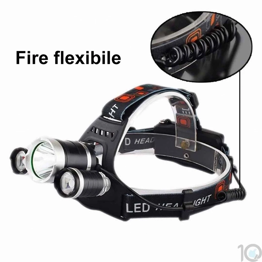 Headlamp, 3x Cree LED, Aluminum, 3000 Lumens & 2 Batteries