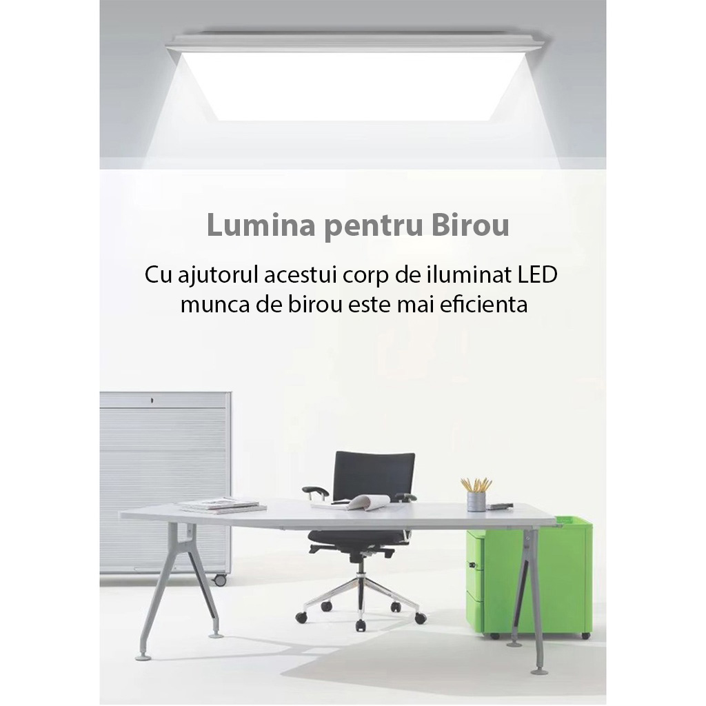 LED panel 60x120 cm, 96W, Eco model, White frame, 6500k, recessed frame/white