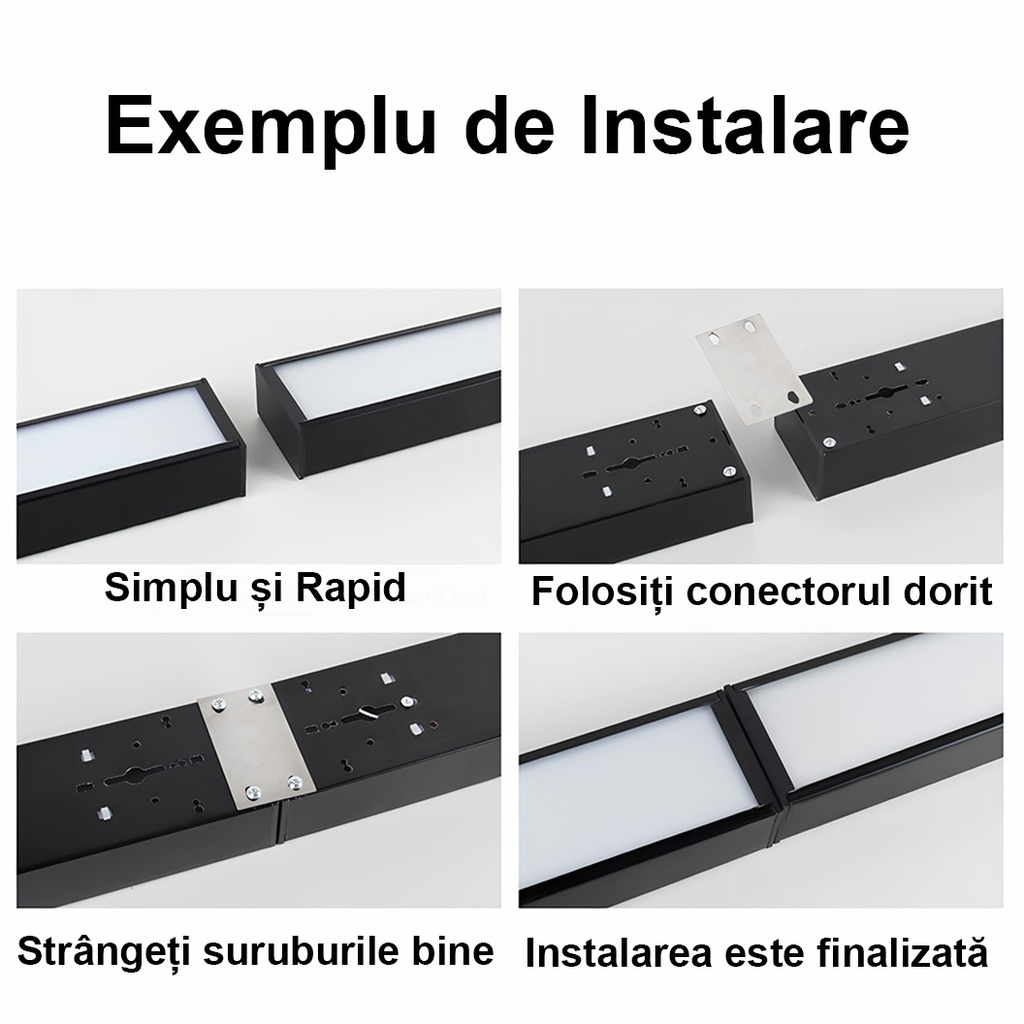 Office LED Ceiling Light 120x20x5.5cm, 48W, Premium Model, Rectangular, Black, 6500k